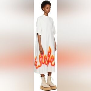 Palm Angels Off-White Burning T Maxi Dress size XXL BNWOT